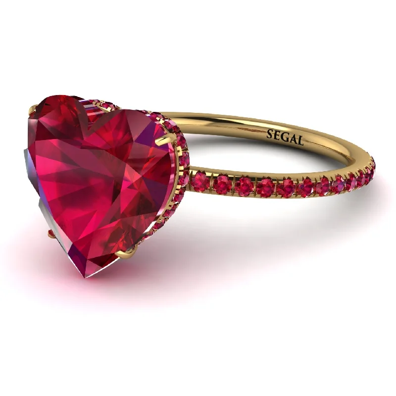 Custom Vintage Rings For Bold Fashion-Heart Shape Ruby Ring - Noelle No. 55