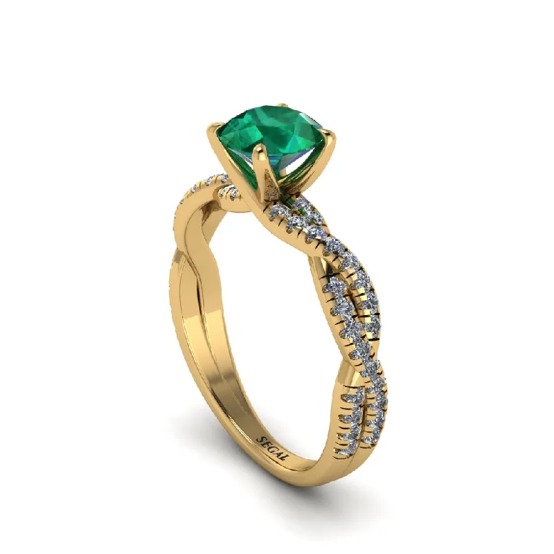 Trendy Men’s Rings For Fashion Enthusiasts-Round Cut Emerald Eternal Embrace Engagement Ring - Nia No. 4