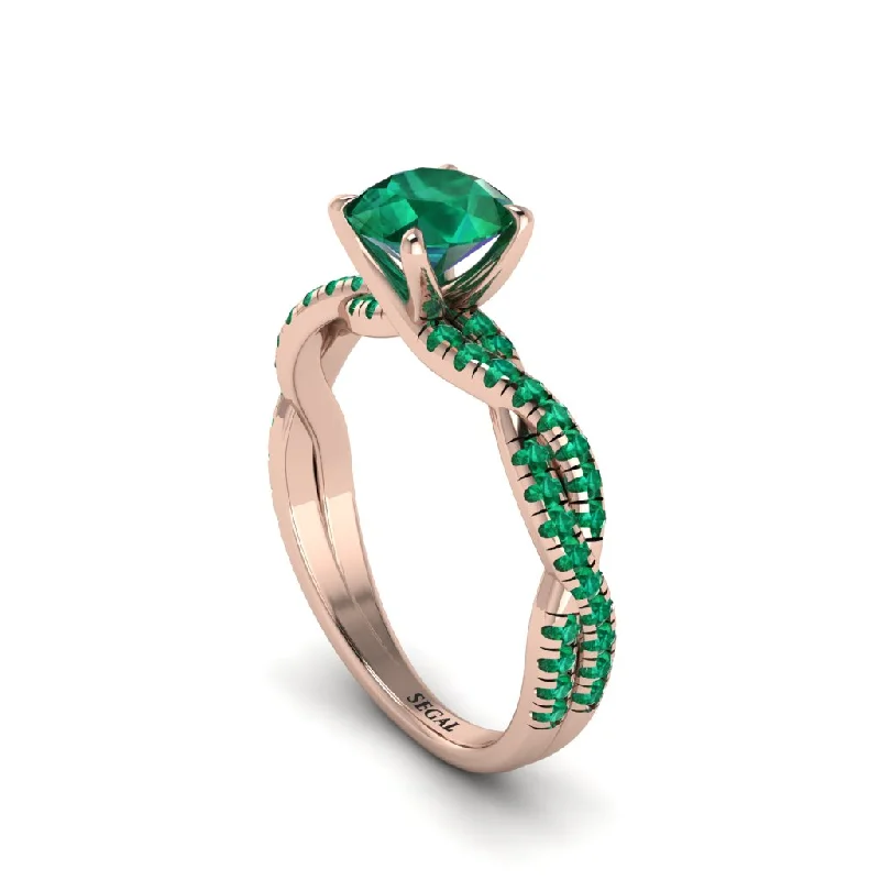 Personalized Couples Rings For Special Moments-Round Cut Emerald Eternal Embrace Engagement Ring - Nia No. 20