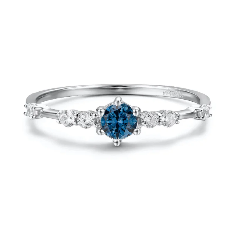 Personalized Family Rings For Special Occasions-10K White Gold - The Center of the Universe Blue Topaz Ring - Size 8