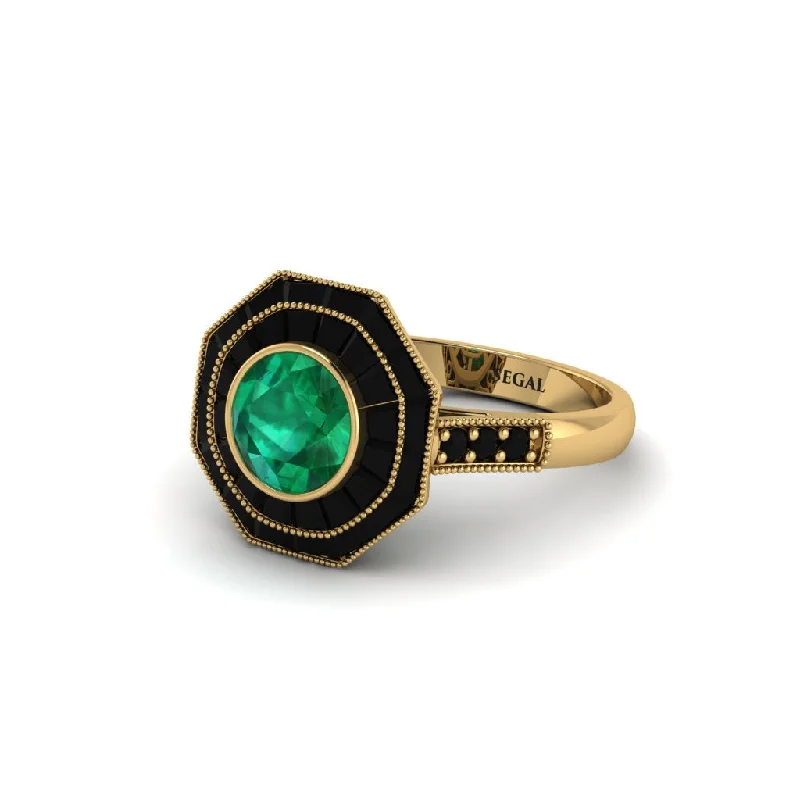 Statement Gold Rings For Fashion Enthusiasts-Emerald Radiant Majesty Engagement Ring - Francesca No. 34