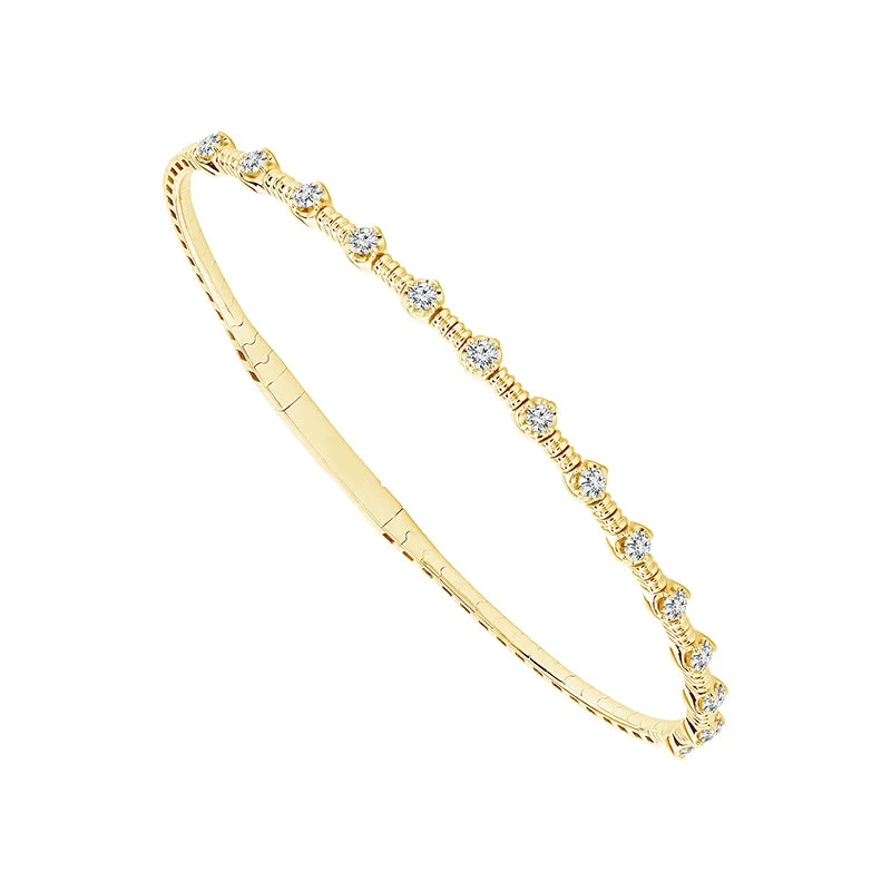 Bangles For Elegant Jewelry Looks-1/2 Ctw Flexible Diamond bangle Bracelet in 14 Karat Yellow Gold