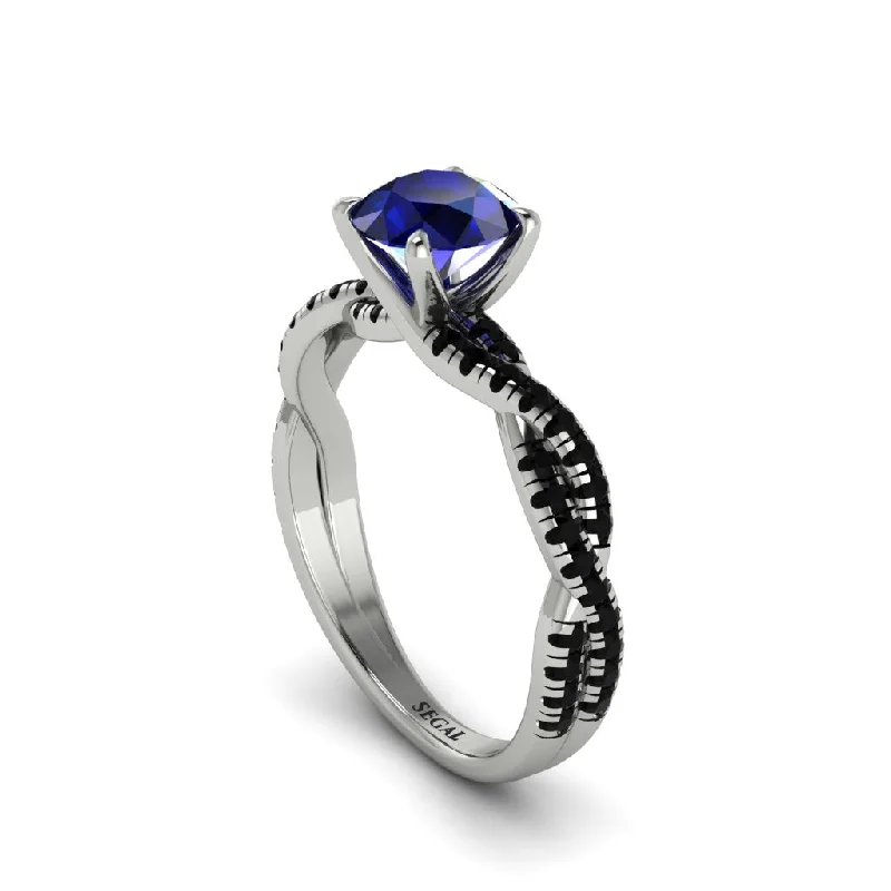 Minimalist Silver Rings For Daily Wear-Round Cut Sapphire Eternal Embrace Engagement Ring - Nia No. 45