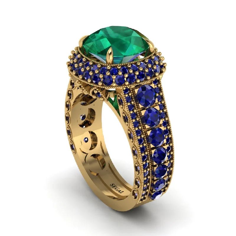 Custom Gemstone Rings For Personalized Jewelry-Emerald Radiant Majesty Pave Engagement Ring - Cataleya No. 64