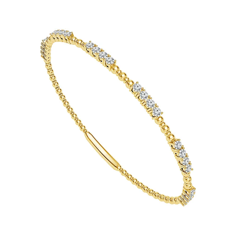 Bangles With Layered Design-7/8 Ctw Flexible Diamond Bangle Bracelet in 14 Karat Yellow Gold