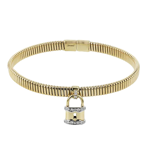 Bangles For Festive Seasons-Lock Bangle in 18k Gold with Diamonds LB2428-Y