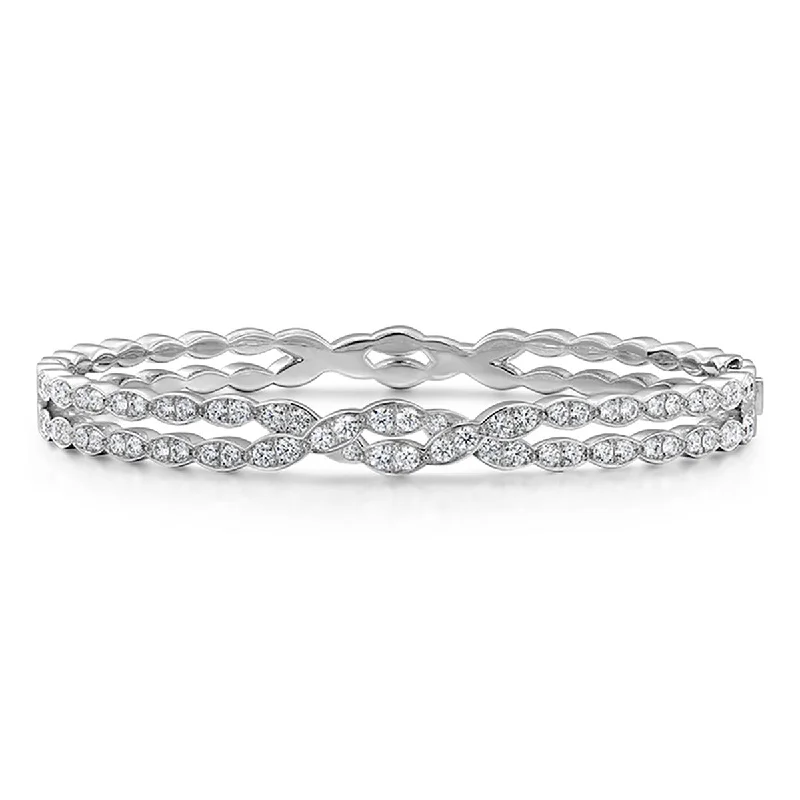 Bangles With Round Designs-Lorelei Floral Diamond Double Twist Bangle