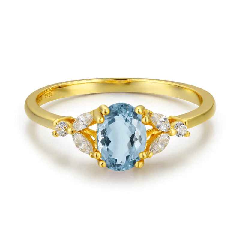 Custom Birthstone Promise Rings For Couples-Stellar Aquamarine Ring (Yellow Gold)