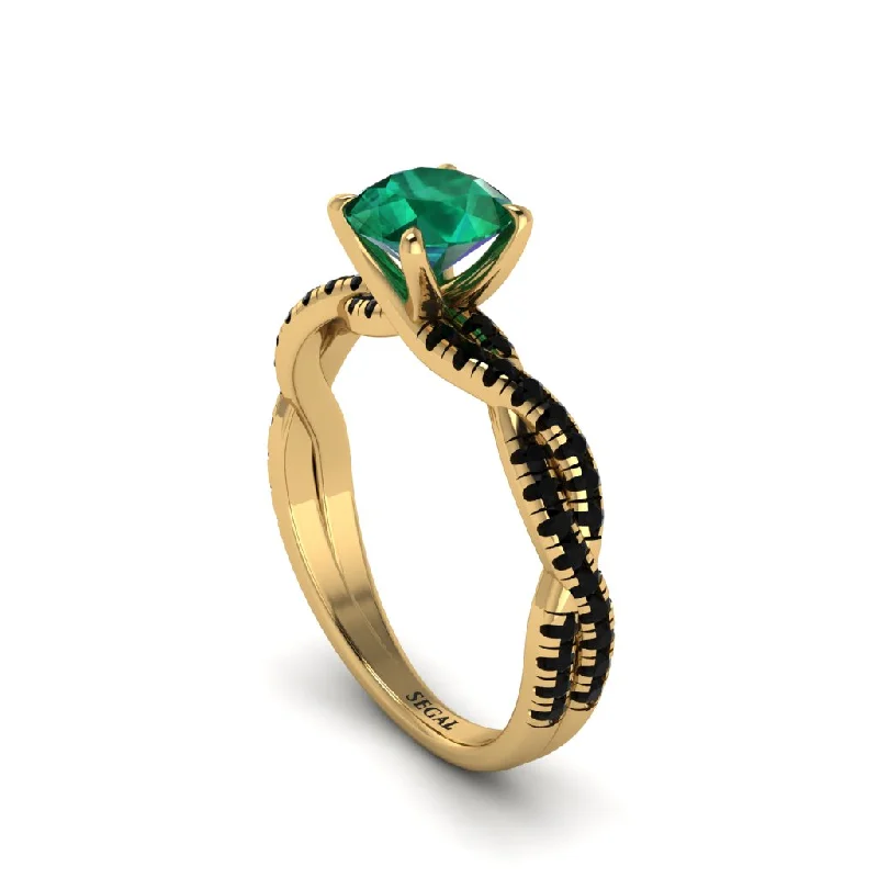 Statement Gold Rings For Fashion Enthusiasts-Round Cut Emerald Eternal Embrace Engagement Ring - Nia No. 34