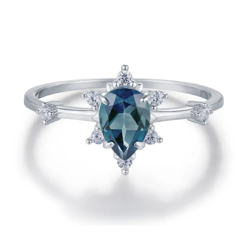 Classic Diamond Wedding Rings For Brides-Gaia London Blue Topaz Ring