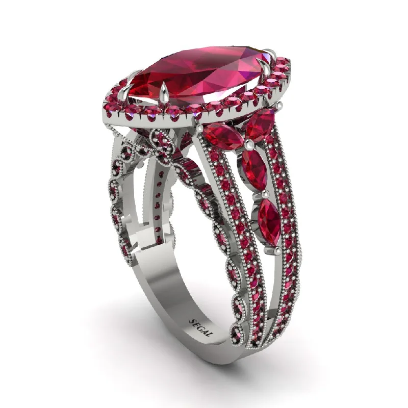 Elegant Wedding Bands For Non-Traditional Brides-Ruby Majestic Splendor Engagement Ring - Antonella No. 57