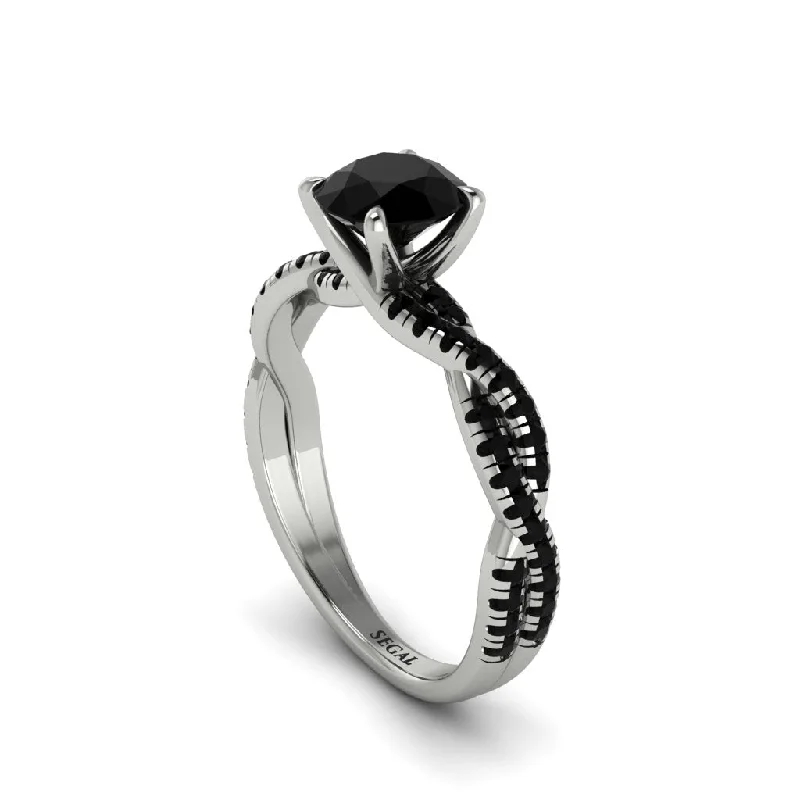 Unique Engagement Rings For Non-Traditional Brides-Round Cut Black Diamond Eternal Embrace Engagement Ring - Nia No. 39