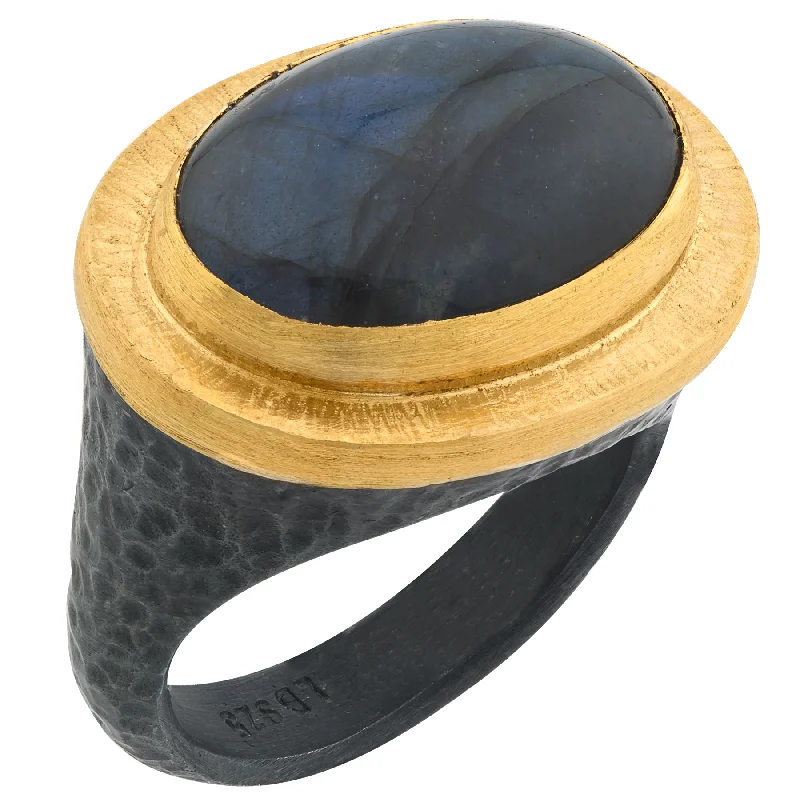 Men’s Titanium Rings For Bold Fashion-Lika Behar "Pompei" Labradorite Ring 24K Gold & Oxidized Silver