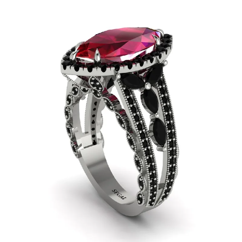 Fashionable Wedding Rings For Trendy Couples-Ruby Majestic Splendor Engagement Ring - Antonella No. 42