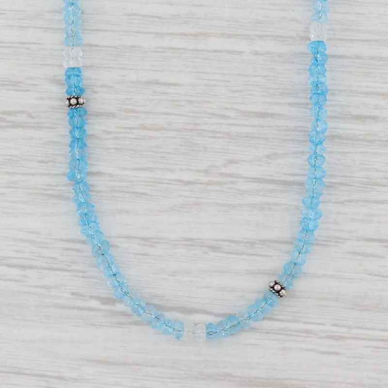 Classic Gold Chain Necklaces For Timeless Fashion-New Nina Nguyen Blue Topaz Bead Necklace Sterling Silver 32-36.5" Adjustable