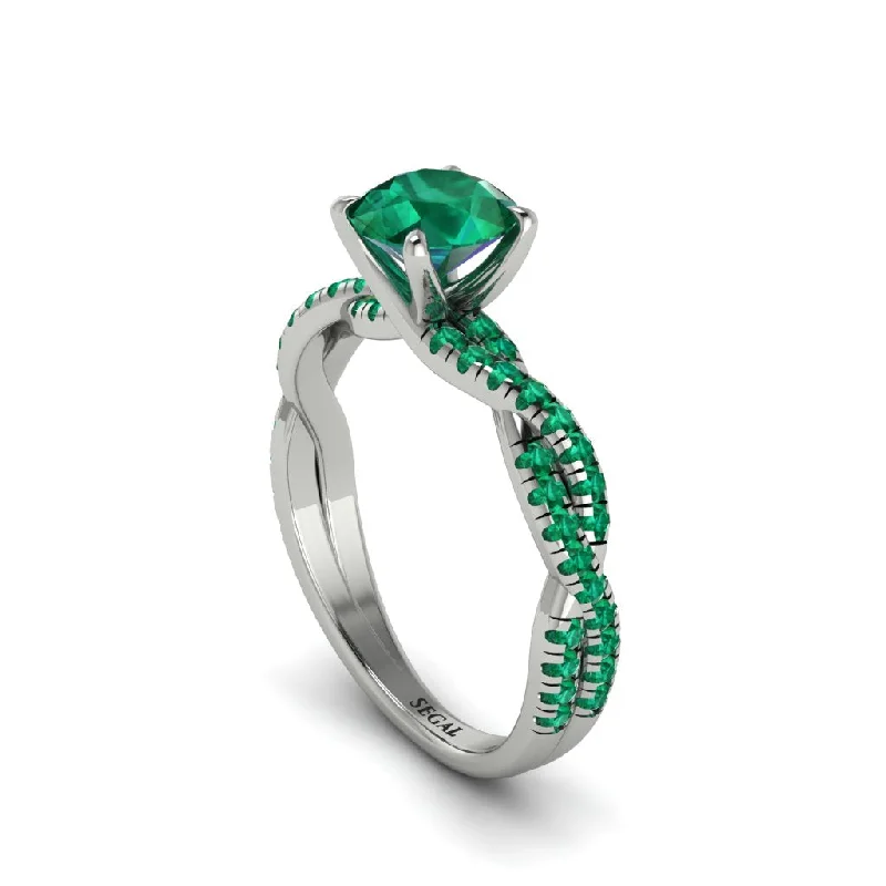 Unique Sapphire Engagement Rings For Brides-Round Cut Emerald Eternal Embrace Engagement Ring - Nia No. 21