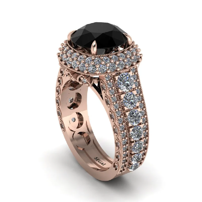 Diamond Rings For Engagement-Black Diamond Radiant Majesty Pave Engagement Ring - Cataleya No. 8