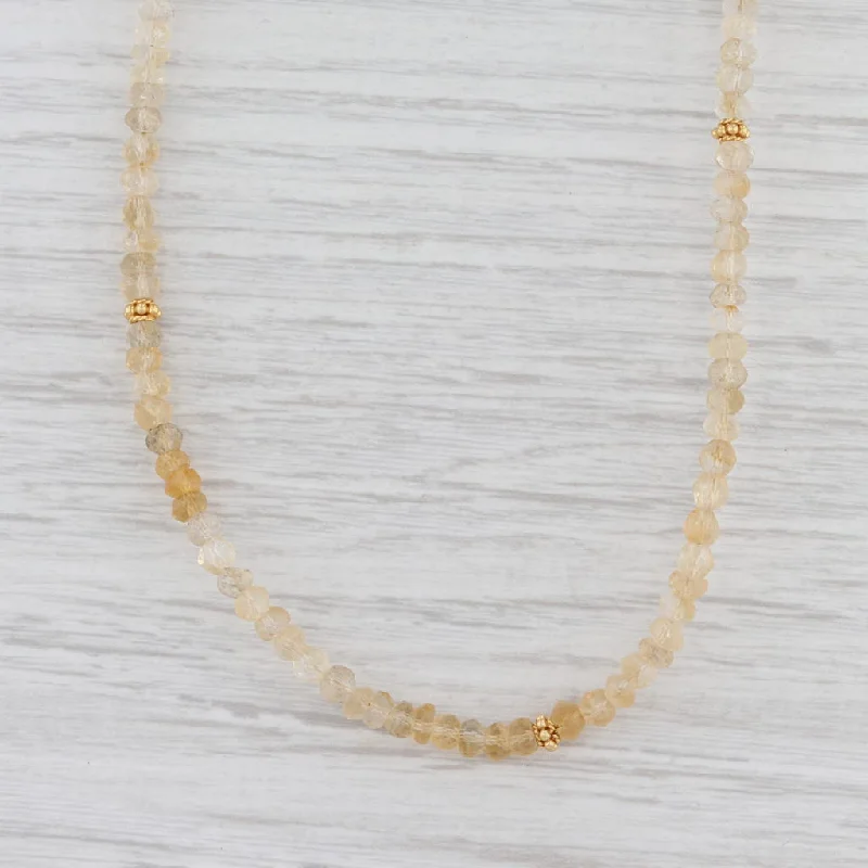 Simple Pendant Necklaces For Minimalist Look-New Nina Nguyen Harmony Citrine Bead Necklace Sterling Gold Vermeil Layer Long