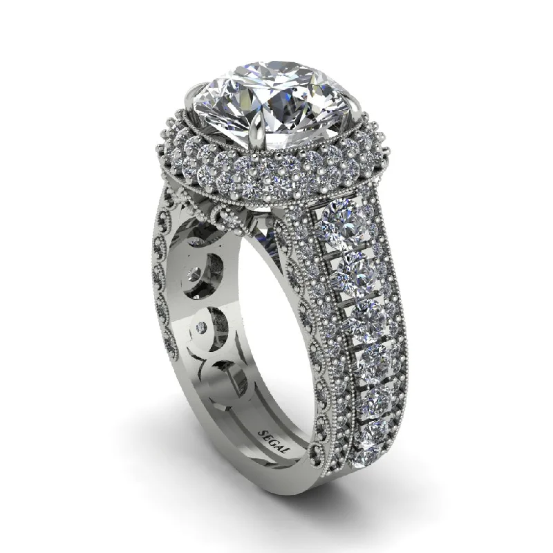 Simple Silver Rings For Everyday Wear-Diamond Radiant Majesty Pave Engagement Ring - Cataleya No. 3