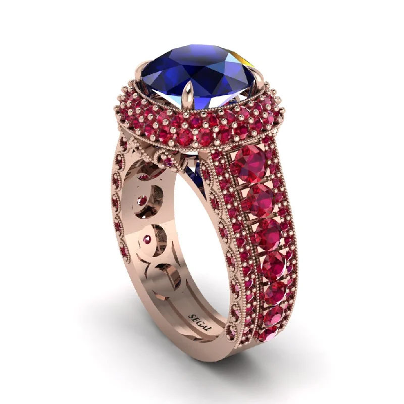 Vintage Gemstone Rings For Retro Style-Sapphire Radiant Majesty Pave Engagement Ring - Cataleya No. 59