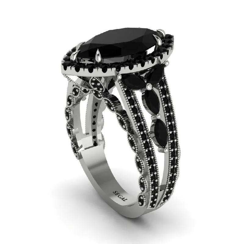 Vintage-Inspired Rings For Bold Brides-Black Diamond Majestic Splendor Engagement Ring - Antonella No. 39