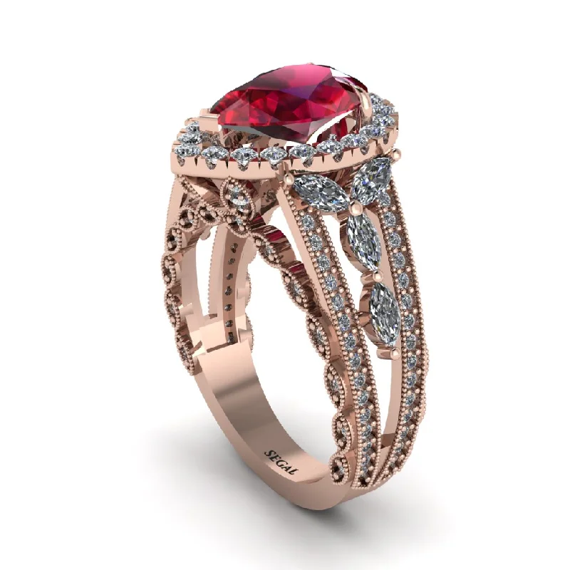 Bold Wedding Rings For Fashionistas-Ruby Imperial Blossom Engagement Ring - April No. 11