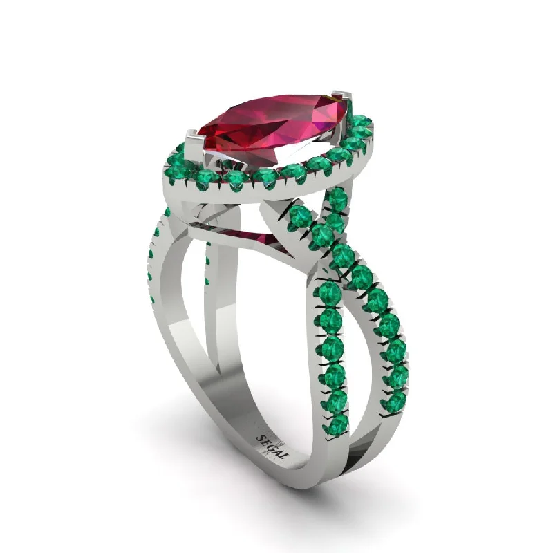 Custom Wedding Rings For One-of-a-Kind Style-Ruby Marquise Split Shank Engagement Ring - Carly No. 27