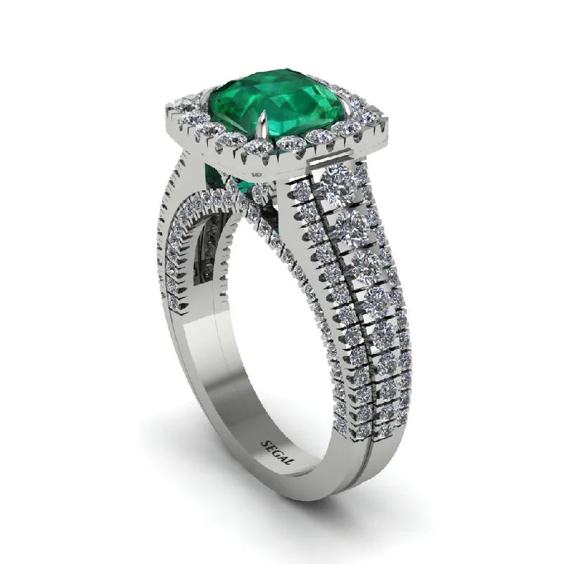 Customizable Birthstone Rings For Gifts-Cushion Cut Emerald Eternal Splendor Engagement Ring - Lorelei No. 6