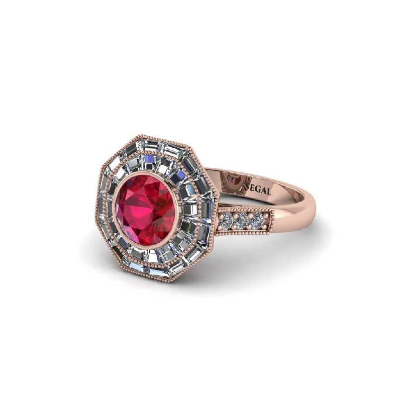 Rose Gold Engagement Rings For Brides-Ruby Radiant Majesty Engagement Ring - Francesca No. 11