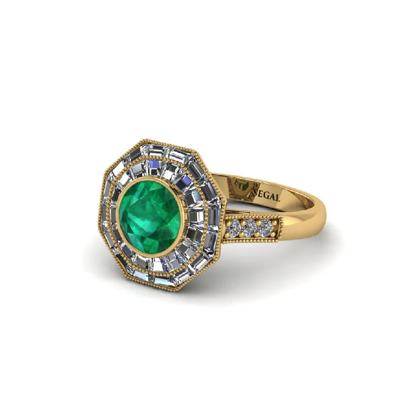 Trendy Men’s Rings For Fashion Enthusiasts-Emerald Radiant Majesty Engagement Ring - Francesca No. 4