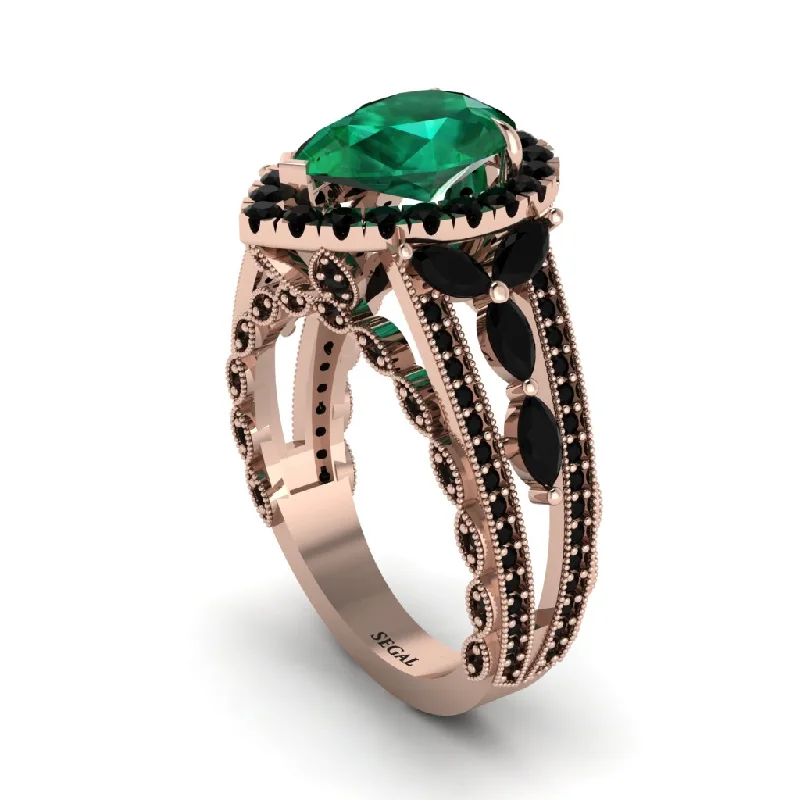 Sparkling Wedding Bands For Brides-Emerald Imperial Blossom Engagement Ring - April No. 35