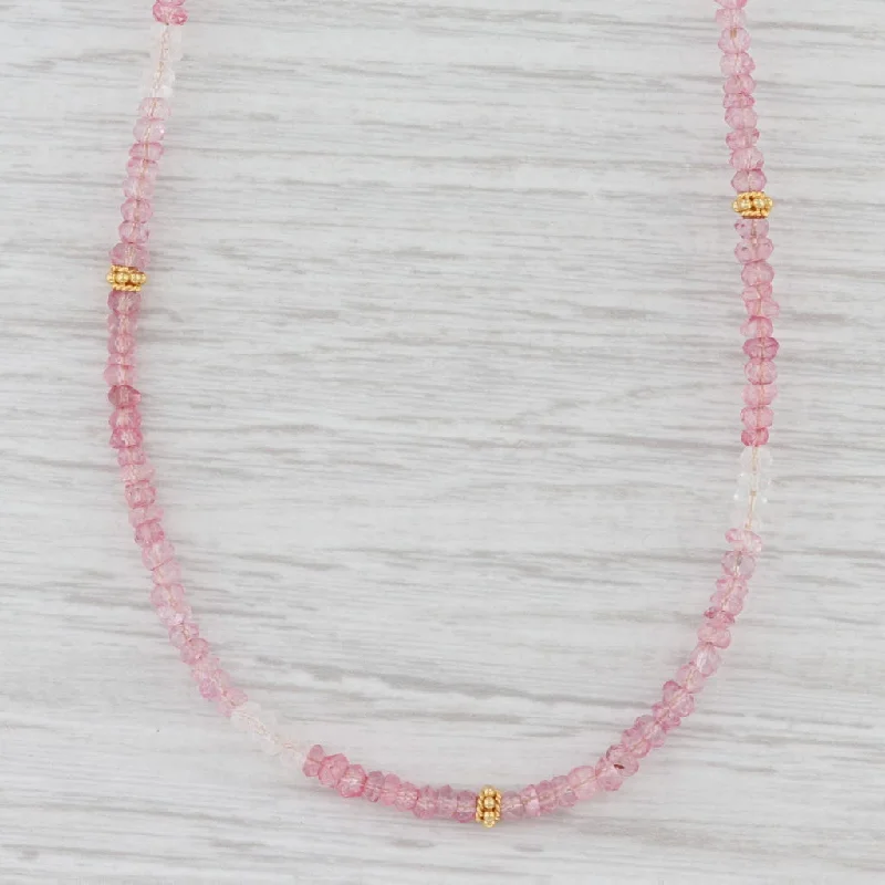 Silver Long Necklaces For Chic Style-New Nina Nguyen Long Harmony Pink Topaz Bead Necklace Sterling Gold Vermeil