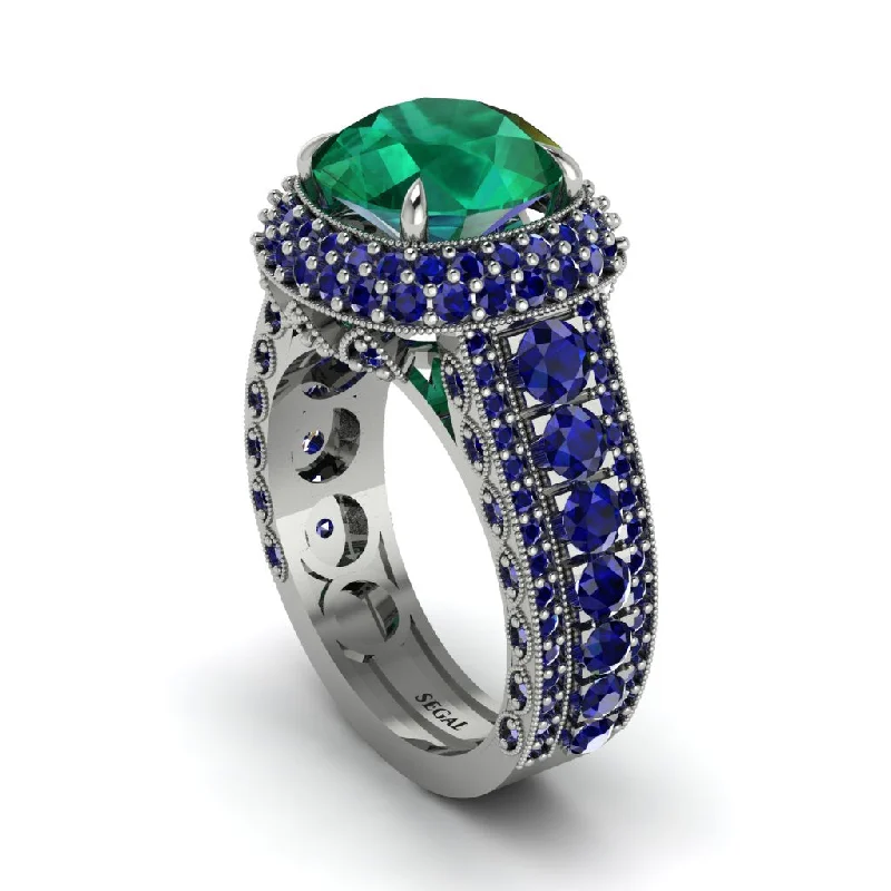 Fashionable Stackable Silver Rings For Trendy Looks-Emerald Radiant Majesty Pave Engagement Ring - Cataleya No. 66