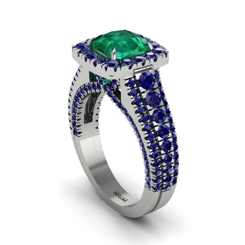 Luxury Diamond Rings For Engagement-Cushion Cut Emerald Eternal Splendor Engagement Ring - Lorelei No. 66