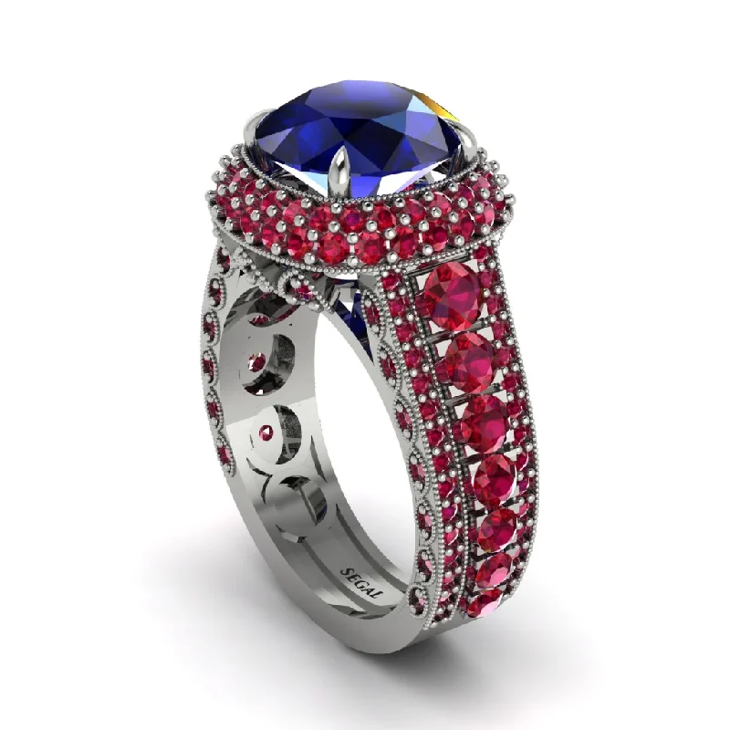 Customizable Gold Rings For Personal Style-Sapphire Radiant Majesty Pave Engagement Ring - Cataleya No. 60