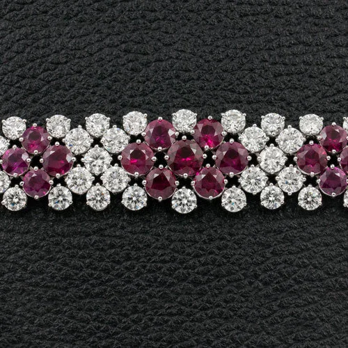 Bracelets With Nature Inspired Designs-Ruby & Diamond Bracelet