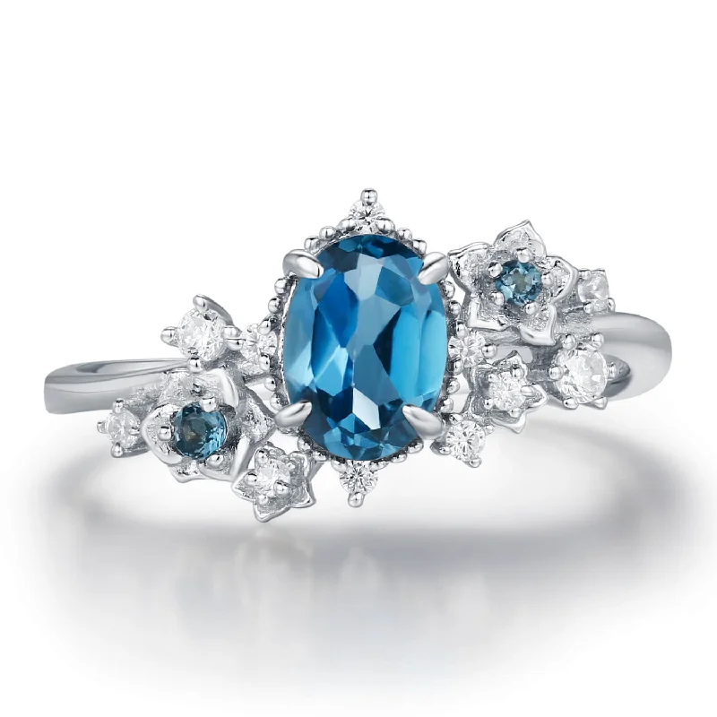 Vintage Wedding Rings For Non-Traditional Brides-Midnight Veil London Blue Topaz Ring