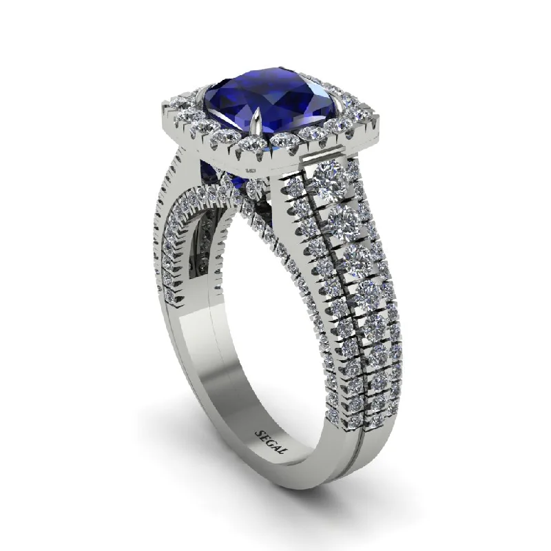 Men’s Stainless Steel Rings For Bold Style-Cushion Cut Sapphire Eternal Splendor Engagement Ring - Lorelei No. 15