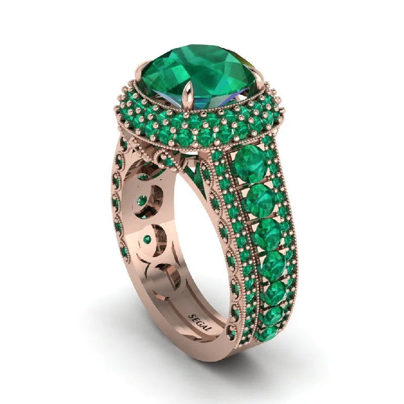 Colorful Gemstone Rings For Vibrant Looks-Emerald Radiant Majesty Pave Engagement Ring - Cataleya No. 20