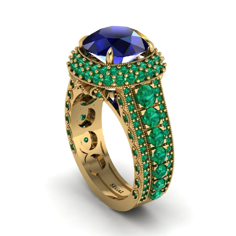 Simple Gold Rings For Everyday Glam-Sapphire Radiant Majesty Pave Engagement Ring - Cataleya No. 28