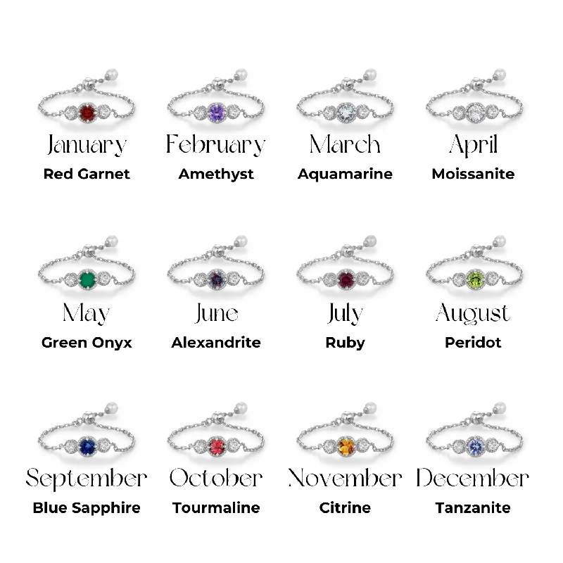 Personalized Heart Rings For Romantic Gifts-Birthstone Chain Ring