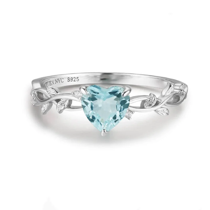 Sparkling Engagement Rings For Proposal-Everlasting Heart Sky Blue Topaz Ring©