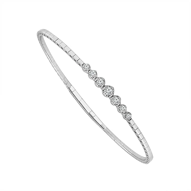 Bangles With Ruby Stones-1/5 Ctw Flexible Diamond Bangle Bracelet in 10 Karat White Gold