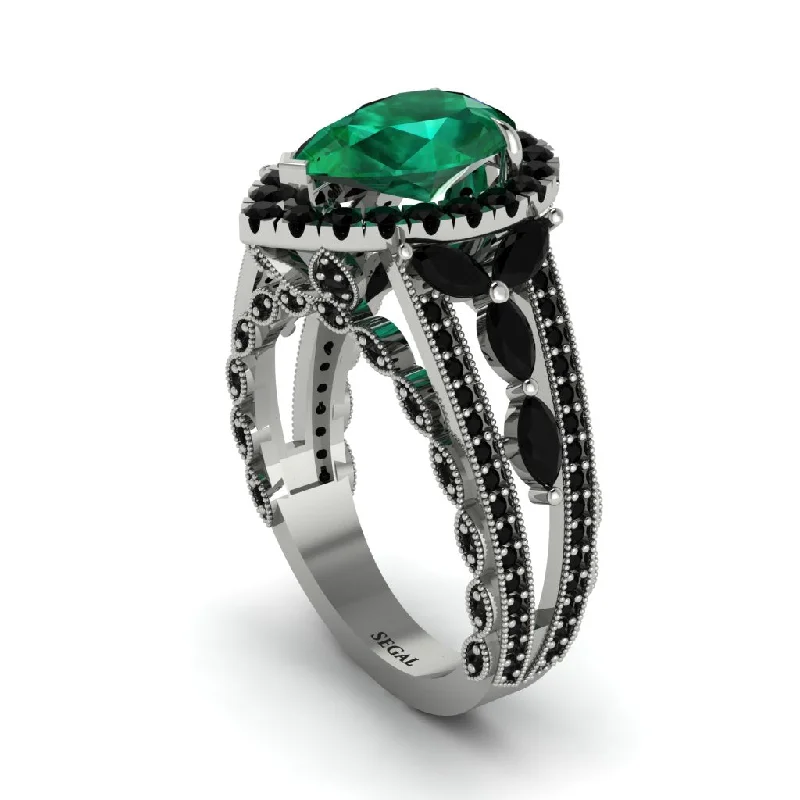 Personalized Cocktail Rings For Special Occasions-Emerald Imperial Blossom Engagement Ring - April No. 36