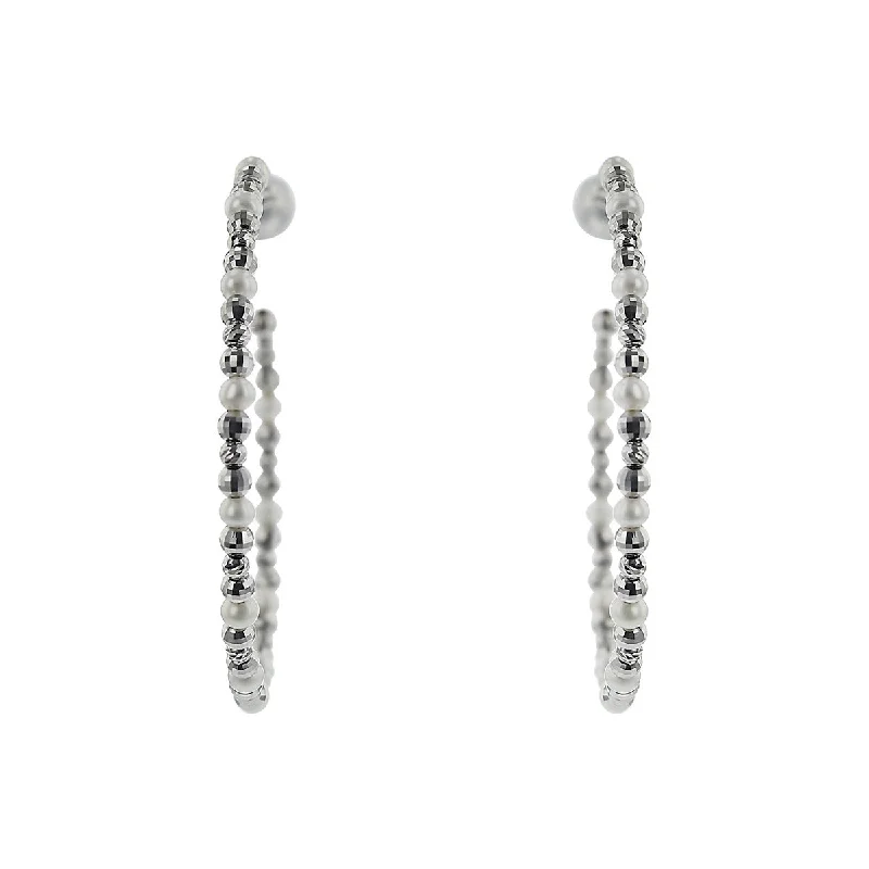 Silver Earrings For Formal Events-Limitless Hoop Pearl Earrings