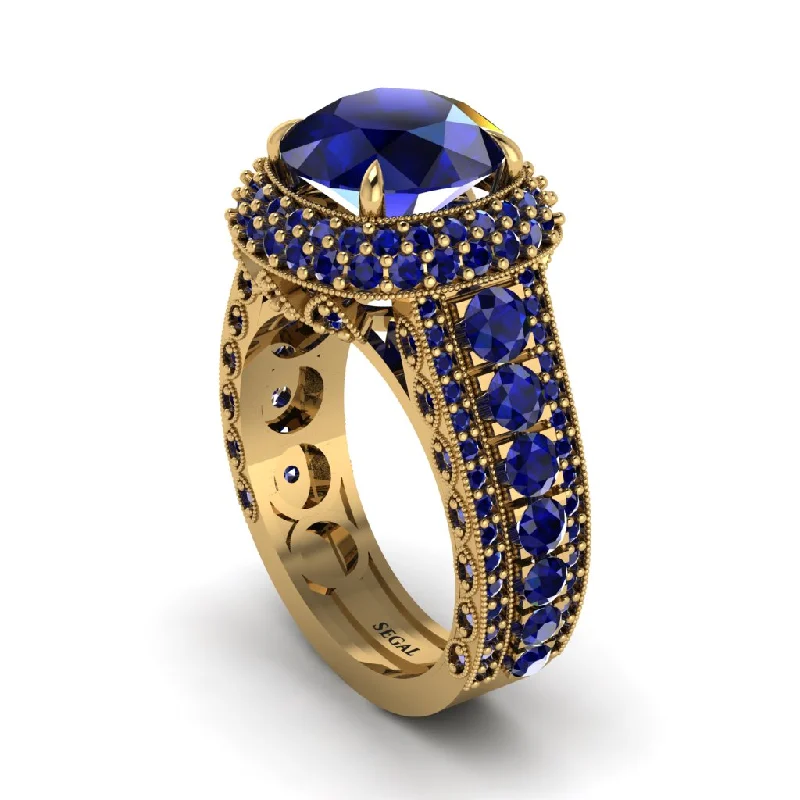 Unique Engagement Rings For Non-Traditional Brides-Sapphire Radiant Majesty Pave Engagement Ring - Cataleya No. 73