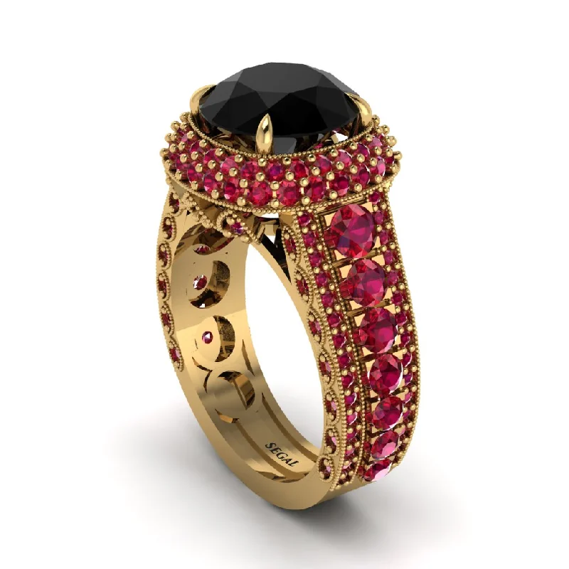 Statement Gemstone Rings For Bold Fashion-Black Diamond Radiant Majesty Pave Engagement Ring - Cataleya No. 52