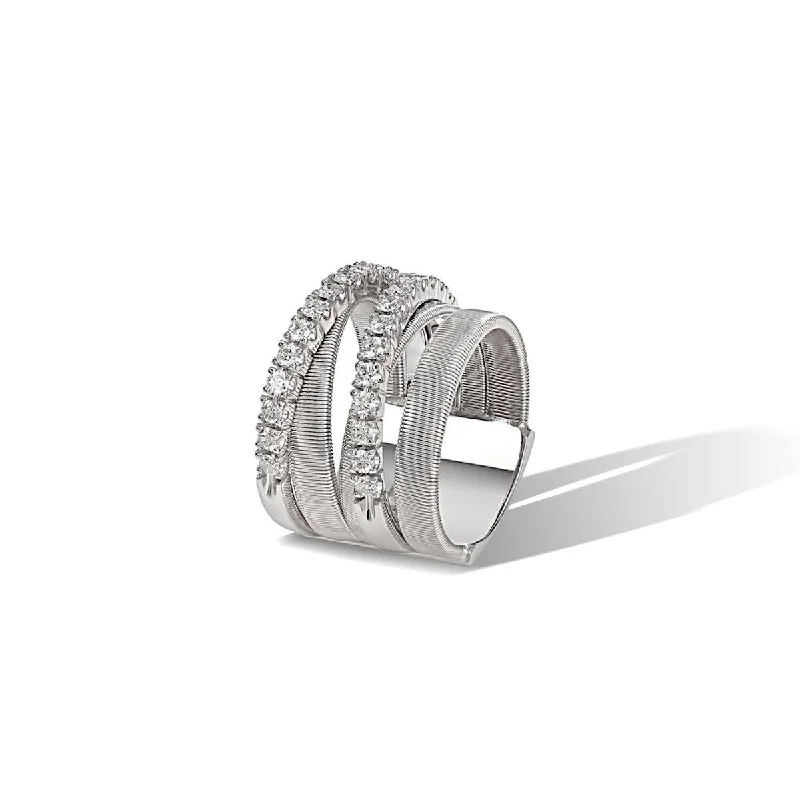 Personalized Silver Wedding Bands For Couples-Marco Bicego Masai 5-Strand 18k White Gold Diamond Ring