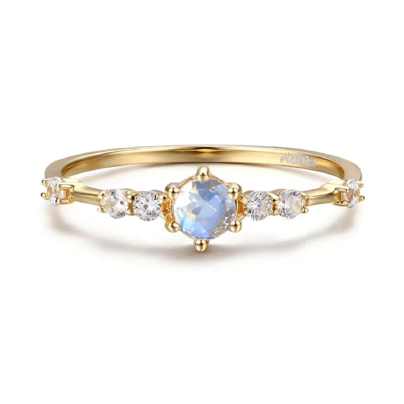 Trendy Gold Wedding Rings For Brides-The Center of the Universe Moonstone Ring (Yellow Gold)