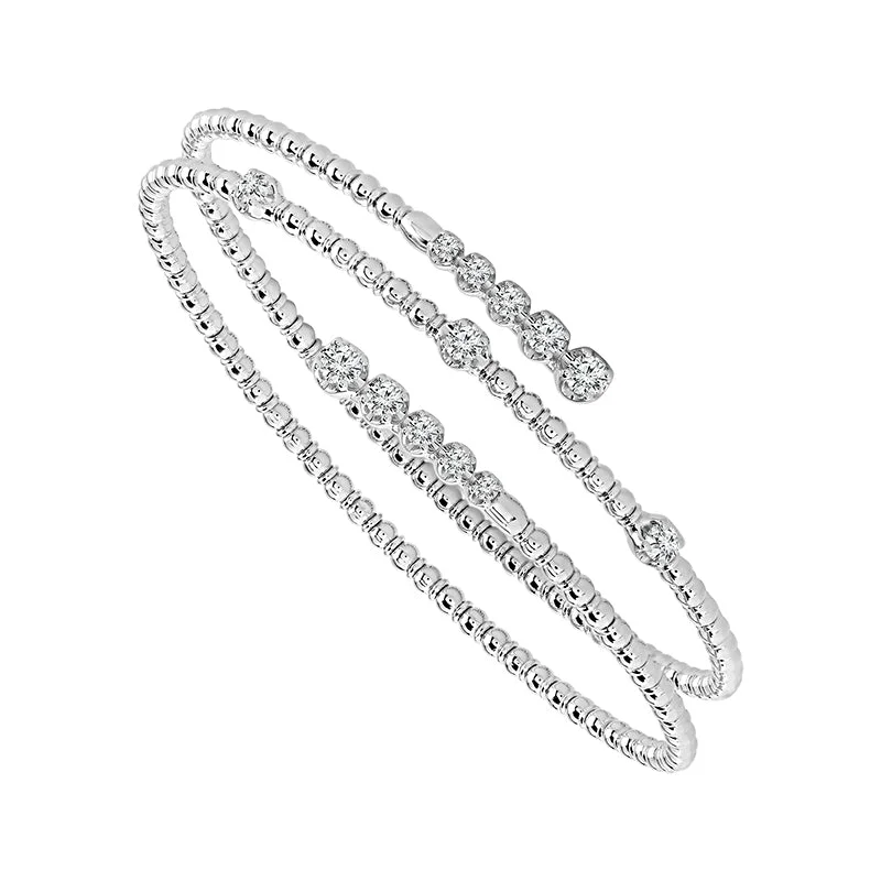 Bangles For High Fashion-3/4 Ctw Spiral Flexible Diamond Bangle Bracelet in 14 Karat White Gold